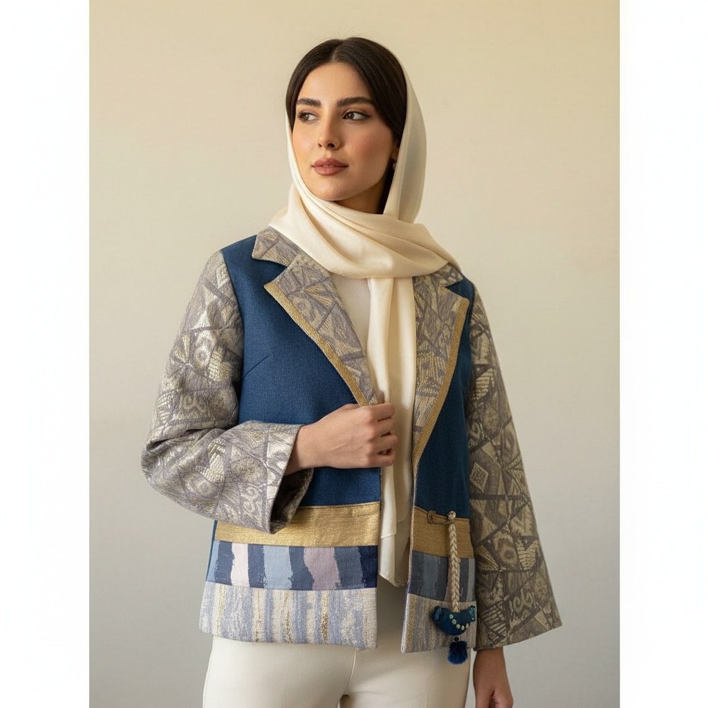 کت جین ترکیبی با زاکارد طرح گنجشک