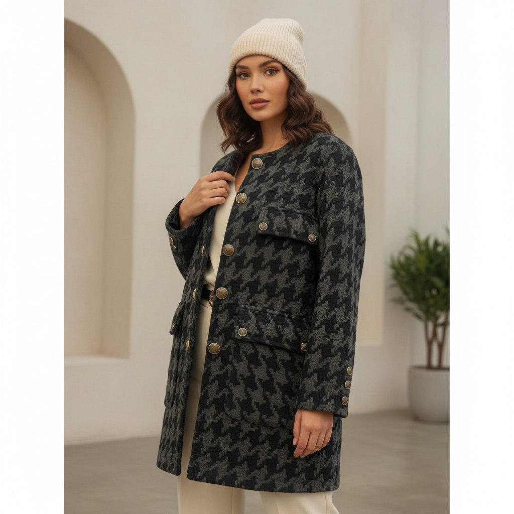 کت پشمی آستر دار زنانه طرح پیر دو پل