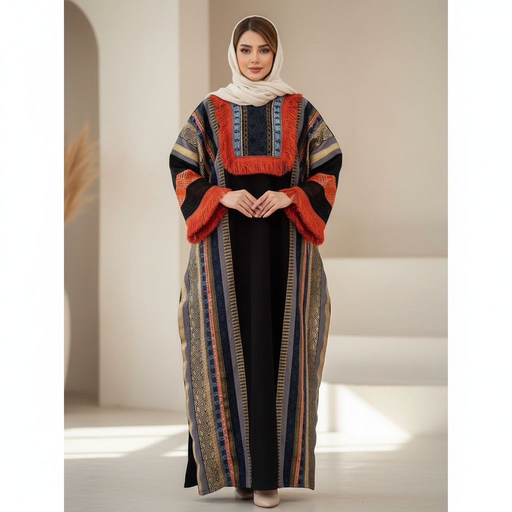 کفتان آستین بلند زنانه طرح سوزن دوزی