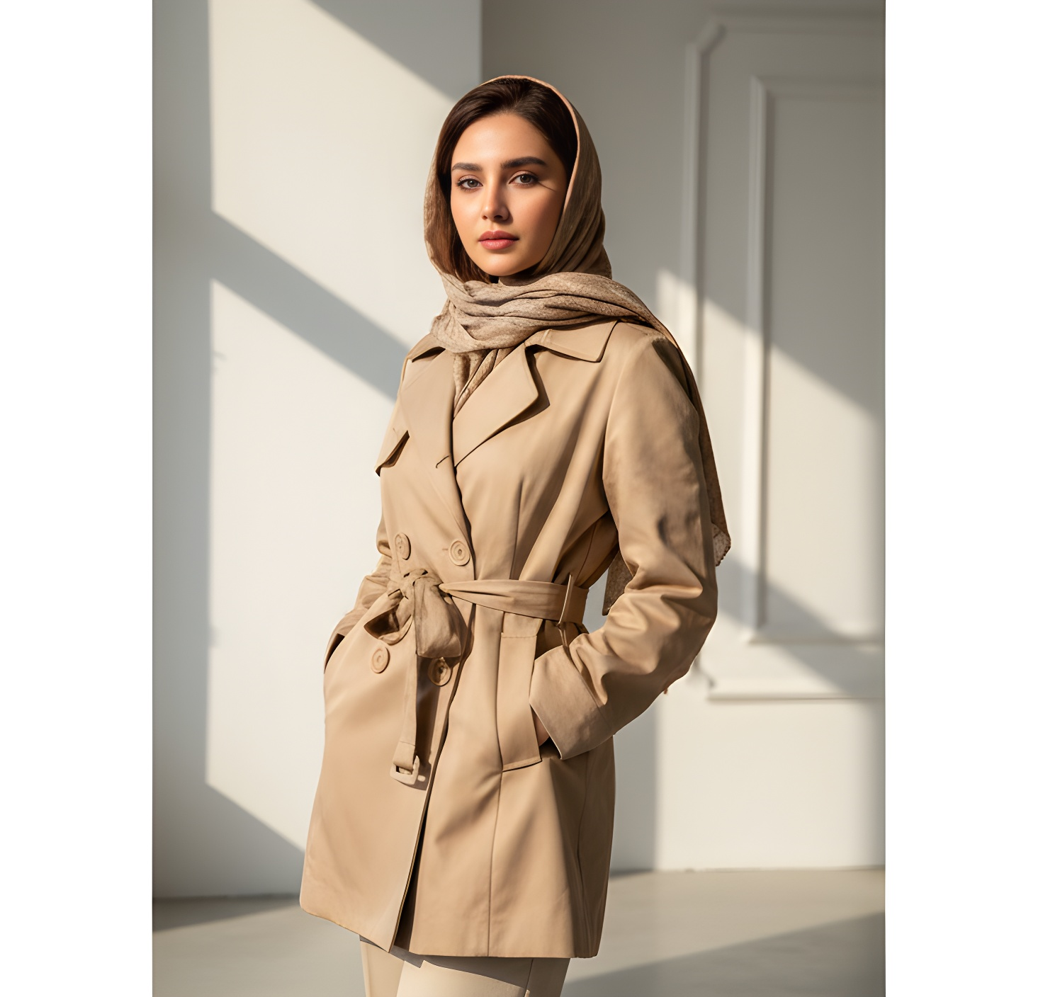 بارونی کوتاه آستردار زنانه طرح بربری