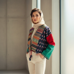 مانتو کوتاه ترکیبی طرح سوزن دوزی