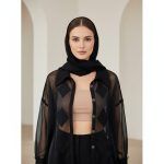 شومیز تور مجلسی زنانه طرح لوزی رنگ مشکی - Image 3
