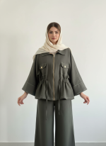 شومیز و شلوار ست زنانه جنس لینن نخ ترک طرح جلو زیپ دار (دکمه قلبی) - تصویر 4
