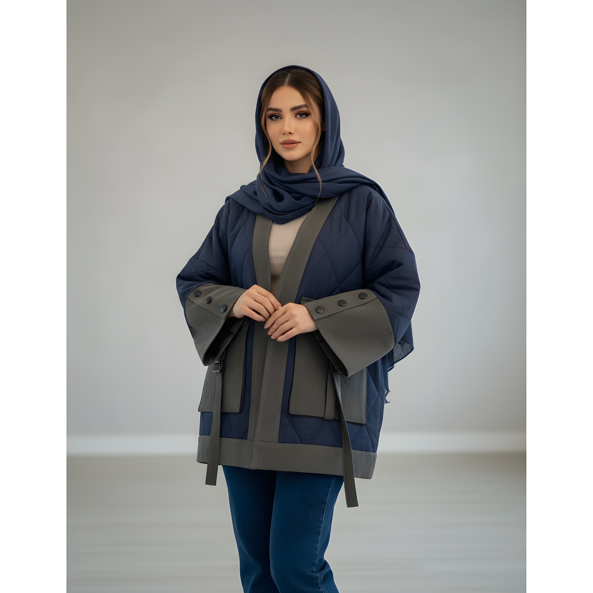 IMG_3921 کت کوتاه ترکیبی امبوردی و جین آستردار - تصویر 1