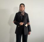 کت کژوال زنانه جنس تافته رنگ مشکی طرح لوزی - تصویر 3