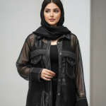 شومیز زنانه مجلسی مشکی طرح جین و تور اورگانزا