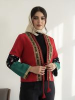 کراپ کت کوتاه زنانه جنس لینن ترکیبی با  پارچه سوزندوزی طرح نارین