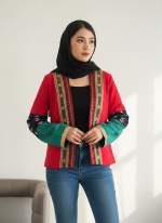 کراپ کت کوتاه زنانه جنس لینن ترکیبی با  پارچه سوزندوزی طرح نارین - تصویر 3