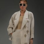 کت و شلوار ست زنانه جنس لینن نچرال طرح گل کنفی
