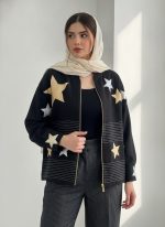 کت کوتاه زنانه جنس لینن طرح ستاره - تصویر 2