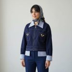 کت کوتاه لینن زنانه رنگ سورمه ای ترکیبی راه راه طرح تنیس