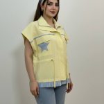 وست جلو زیپ دار زنانه جنس لینن طرح ستاره