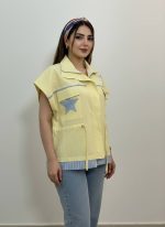 وست جلو زیپ دار زنانه جنس لینن طرح ستاره